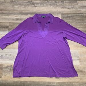 Lauren Ralph Lauren Women’s 3X Purple 3/4 Sleeve Tunic Top